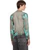 Diesel Diesel Gray Grandad Cracked Leather-Effect Jersey Henley - 3