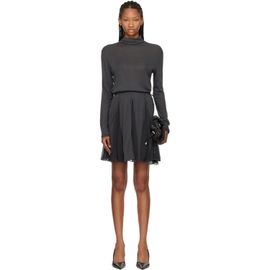 Diesel Diesel Gray Jersey & Chiffon Turtleneck Minidress