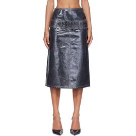 Diesel Diesel Gray Patent Leather Midi Skirt