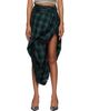 Diesel Diesel Green & Navy Lace Trim Draped Tartan Midi Skirt - 1