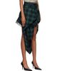 Diesel Diesel Green & Navy Lace Trim Draped Tartan Midi Skirt - 2