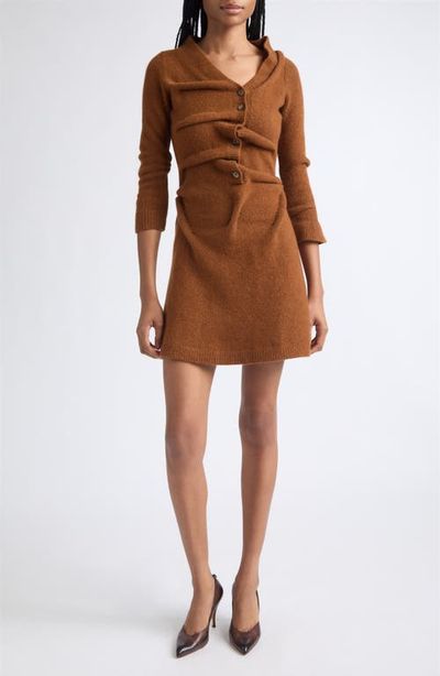 DIESEL® DIESEL® M-Anita Asymmetric Button Ribbed Wool Blend Dress
