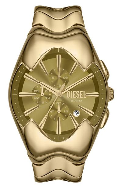 DIESEL® DIESEL® Mercurial Goldtone Tonneau Chronograph Bracelet Watch, 45mm x 28mm 