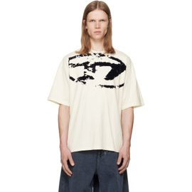 Diesel Diesel Off-White Distressed Flocked Logo T-shirt