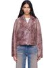 Diesel Diesel Pink Treated Leather Biker Jacket - 1