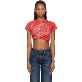 Diesel Diesel Red Double-Layer Jersey Rucked-Up T-shirt