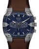 DIESEL® DIESEL® Spiked Cushion Chronograph Leather Strap Watch, 44mm - 1