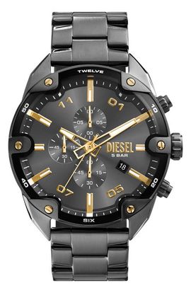 DIESEL® DIESEL® Spiked Gunmetal Chronograph Bracelet Watch, 49mm 