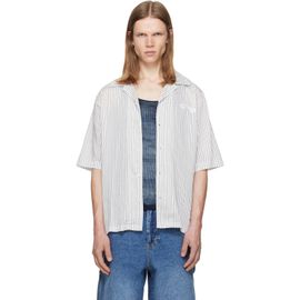 Diesel Diesel White & Gray Half-Sleeve Pinstripe Modal Shirt