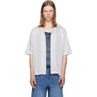 Diesel Diesel White & Gray Half-Sleeve Pinstripe Modal Shirt