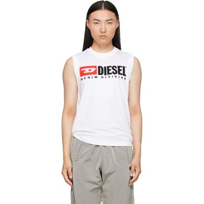 Diesel Diesel White Chest Logo Print Tank Top