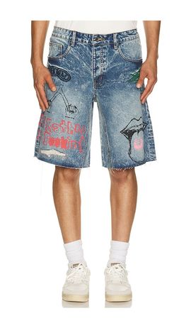 Diet Starts Monday Diet Starts Monday Doodle Denim Shorts