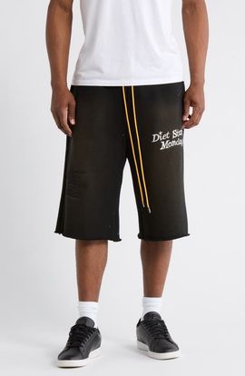 DIET STARTS MONDAY DIET STARTS MONDAY Logo Print Distressed Drawstring Shorts (Nordstrom Exclusive)
