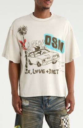 DIET STARTS MONDAY DIET STARTS MONDAY Oversize Doodle Cotton Graphic T-Shirt