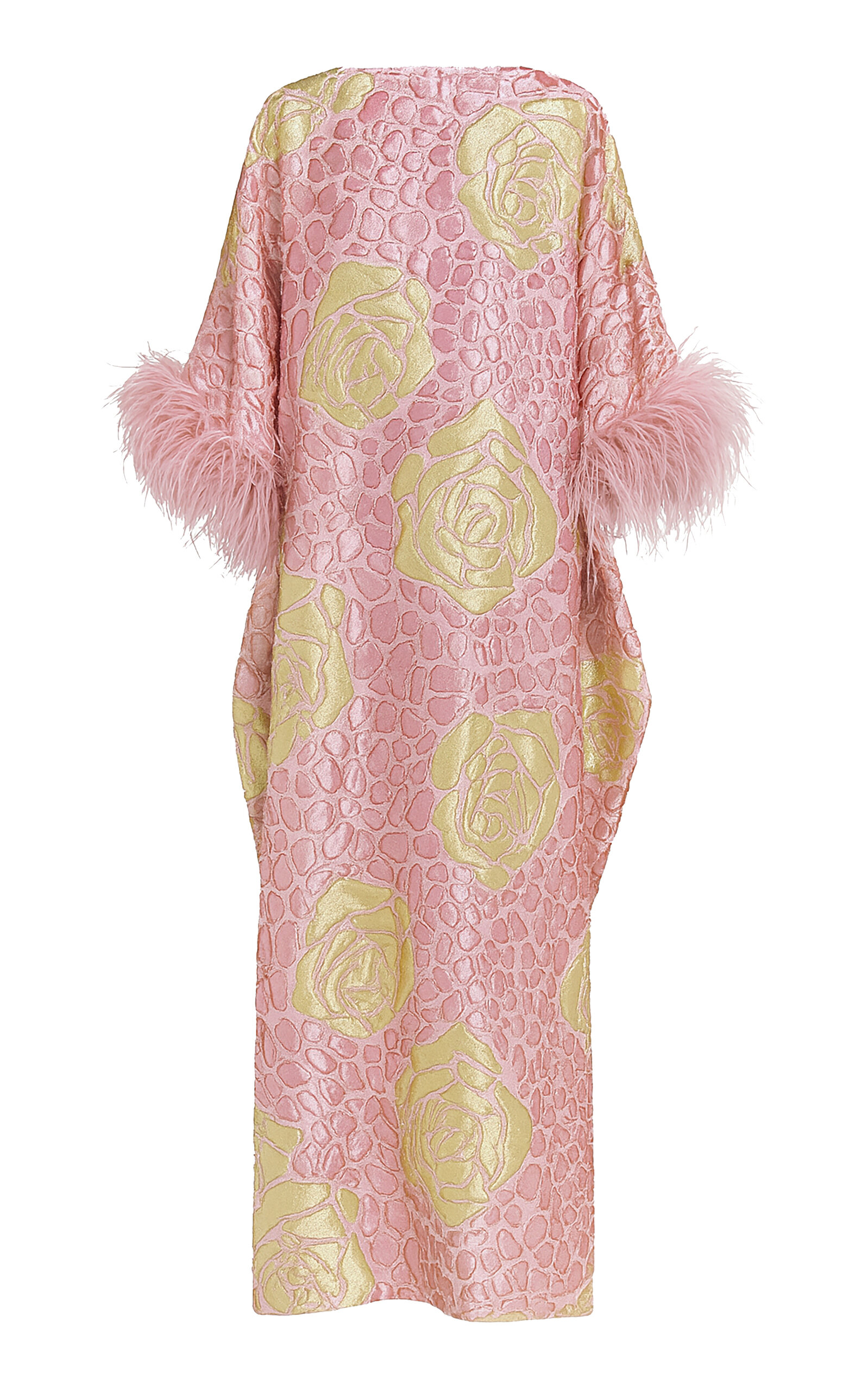 Dima Ayad Dima Ayad FeatherTrimmed FloralPrint Maxi Caftan