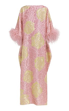 Dima Ayad Dima Ayad FeatherTrimmed FloralPrint Maxi Caftan