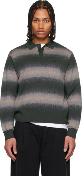 Dime Dime Black & Brown Striped Rugby Sweater