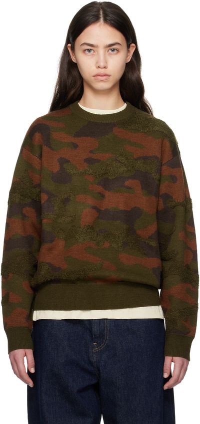 Dime Dime Khaki & Brown Camo Chenille Knit Sweater