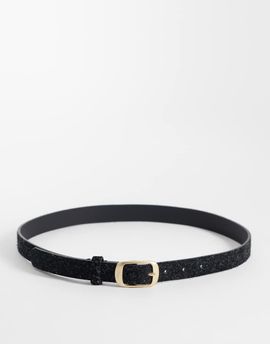 Dime Dime shaggy textured leather belt in black