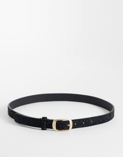 Dime Dime shaggy textured leather belt in black