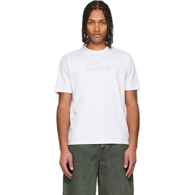 Dime Dime White Cursive T-shirt