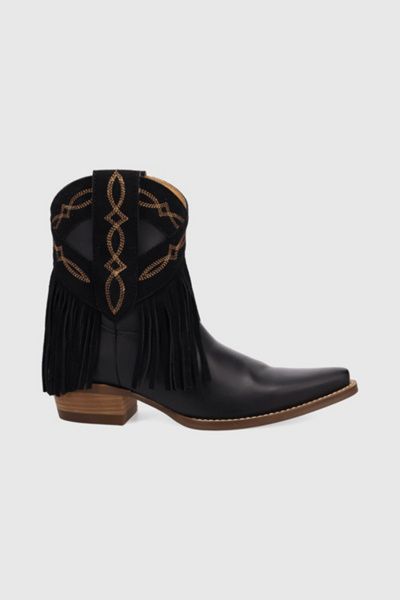 Dingo Dingo Last Ride Leather Fringe Bootie in Black, Women's at Urban Outfitters