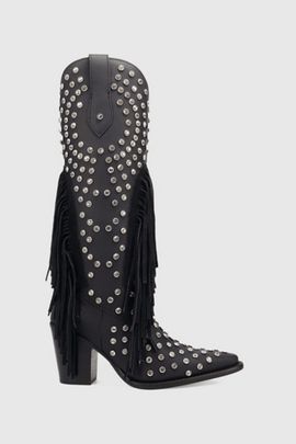 Dingo Dingo Show Pony Leather Fringe Cowboy Boot in Black, Women's at Urban Outfitters