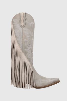 Dingo Dingo Walk West Leather Fringe Cowboy Boot in White, Women's at Urban Outfitters