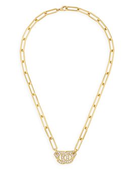 Dinh Van Dinh Van18K Yellow Gold Menottes Diamond Pave Interlocking Ring Pendant Necklace, 17.7