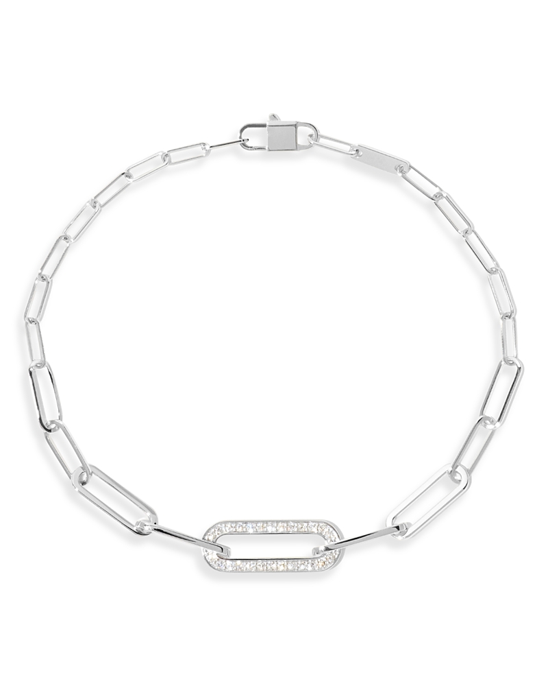 Dinh Van Dinh Van 18K White Gold Maillon Diamond Pave Small Link Bracelet