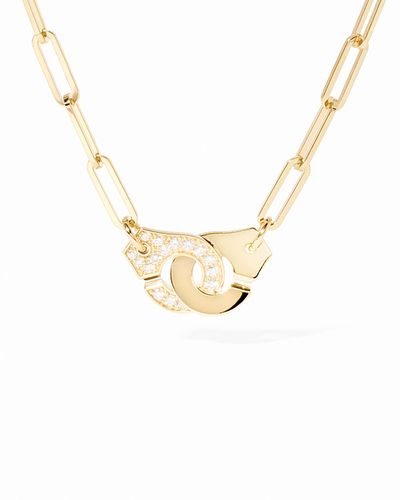 Dinh Van Dinh Van 18K Yellow Gold Menottes Dinh Van Diamond Handcuff Open Paperclip Link Chain Pendant Necklace, 17.32