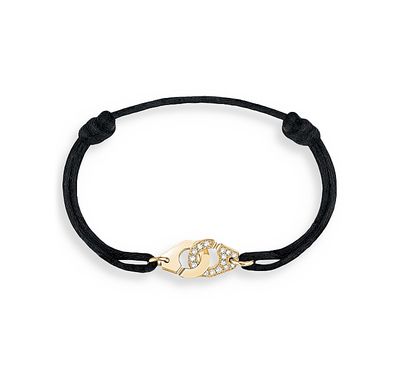 Dinh Van Dinh Van 18K Yellow Gold Menottes R10 Diamond Intertwined Handcuff Charm Adjustable Cord Bracelet