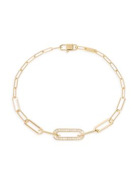 Dinh Van Women's Maillon 18K Yellow Gold & 0.12 TCW Diamond Paper Clip Chain Bracelet