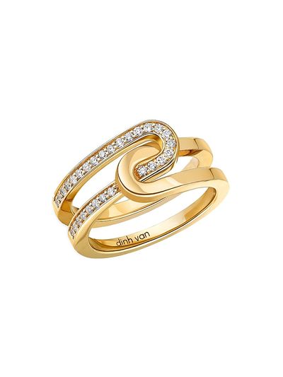 Dinh Van Women's Maillon Star Small 18K Yellow Gold & 0.2 TCW Diamond Ring