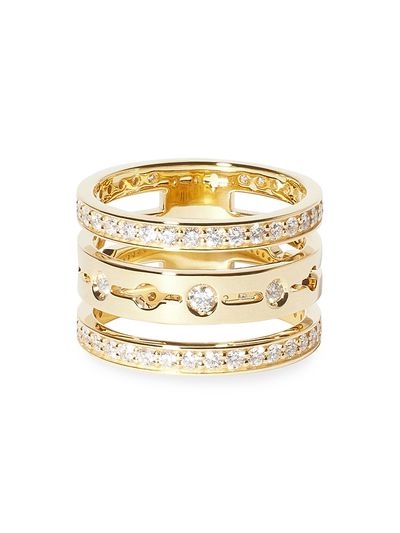 Dinh Van Women's Pulse 18K Yellow Gold & 1.10 TCW Diamond Triple-Band Ring