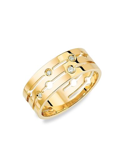 Dinh Van Women's Pulse Dinh Van 18K Yellow Gold & Diamond Medium Ring