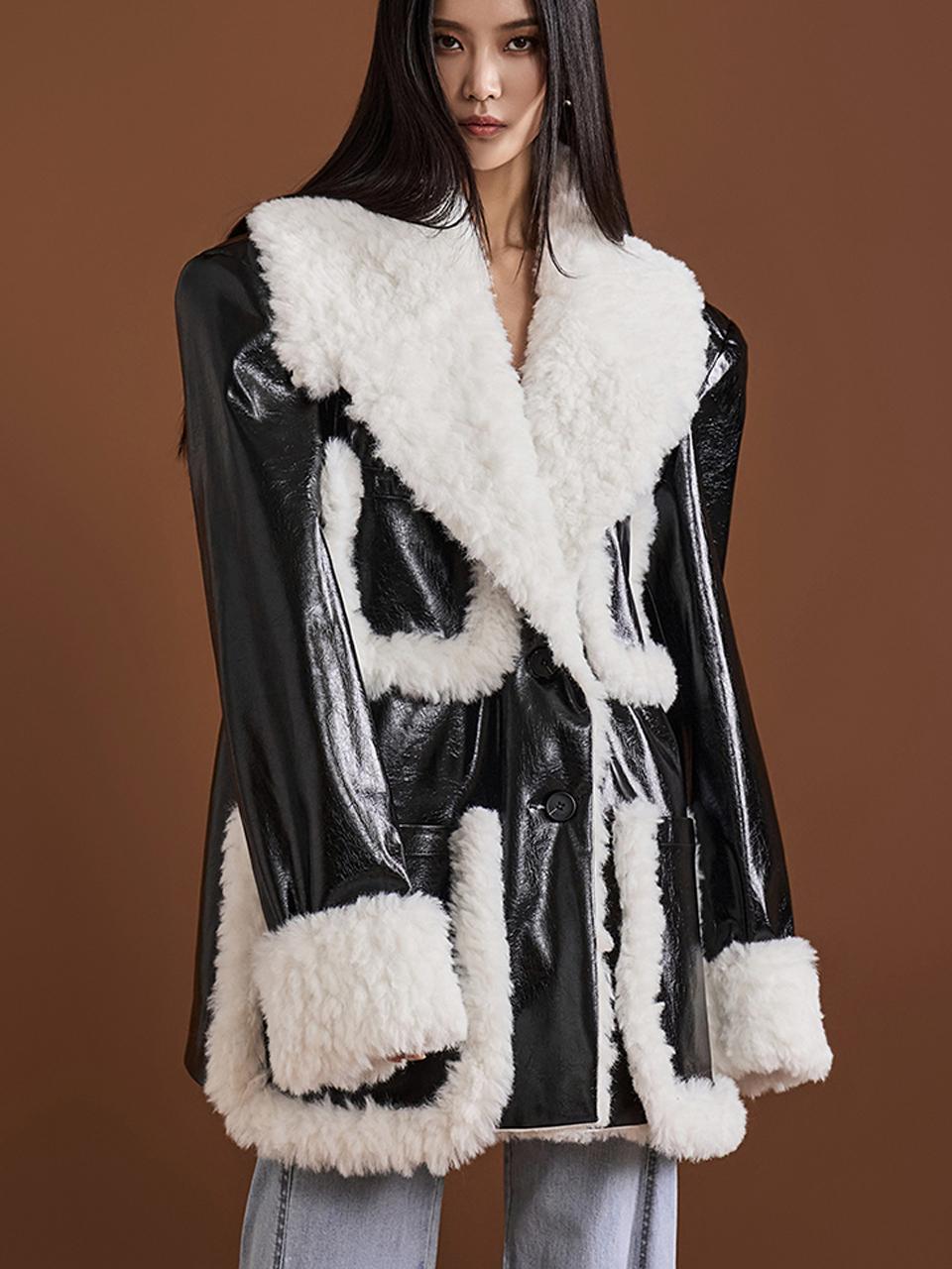 DINT Fur Oversized Regular Fit Jacket (MBD23O2JK016)