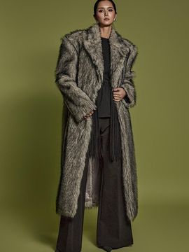 DINT Oversized Fur Polyester Coat (MBD42O2JK017)