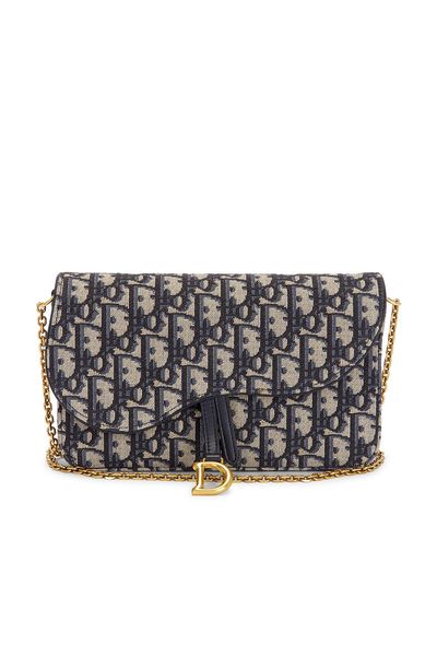 dior Dior Oblique Saddle Wallet On Chain