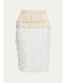 Diotima Bambola Fringed Chiffon Pencil Skirt