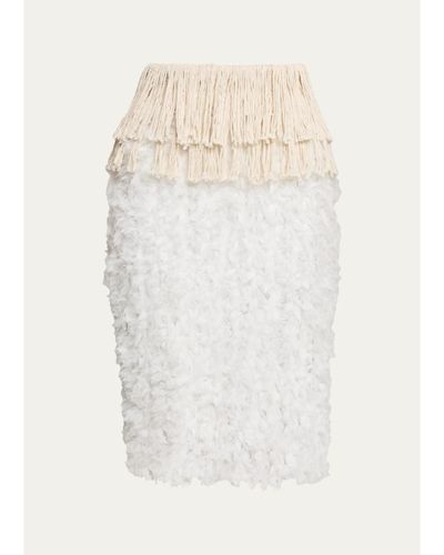Diotima Bambola Fringed Chiffon Pencil Skirt
