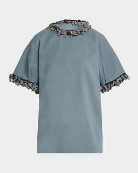 Diotima Burro Embellished Short-Sleeve Oversized Top