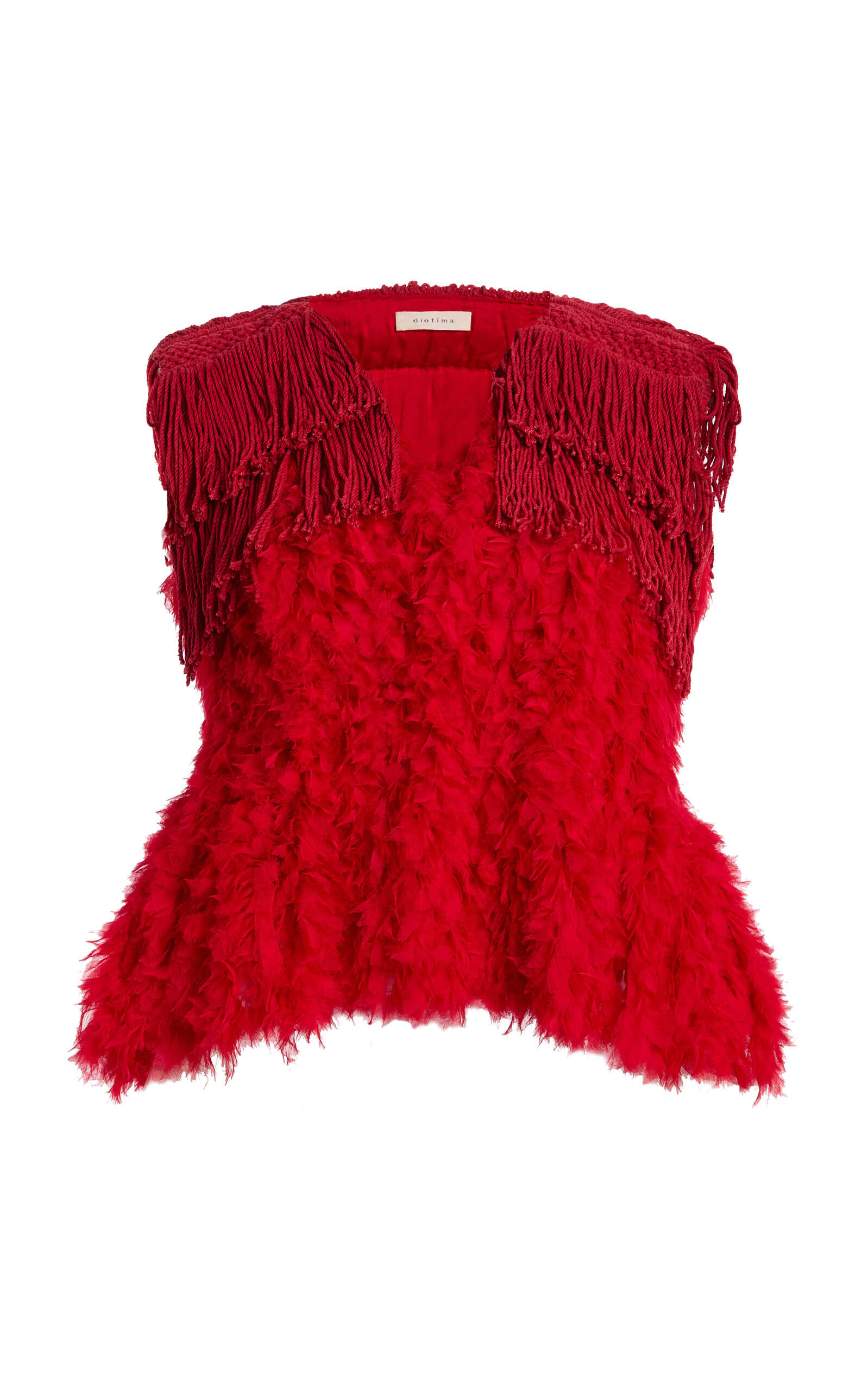 Diotima Diotima Bambola Textured Fringe Top Red 1