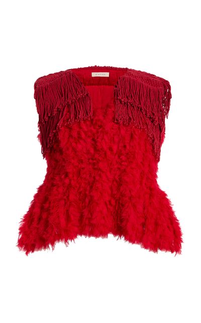 Diotima Diotima Bambola Textured Fringe Top Red 1