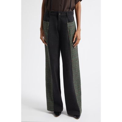 Diotima Diotima Cesaire Wool Houndstooth & Cotton Twill Pants