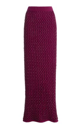 Diotima Diotima Spice CrystalEmbellished CottonBlend Knit Maxi Skirt