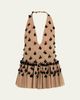 Diotima Embellished Plunging Halter Peplum Top - 1