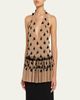 Diotima Embellished Plunging Halter Peplum Top - 4