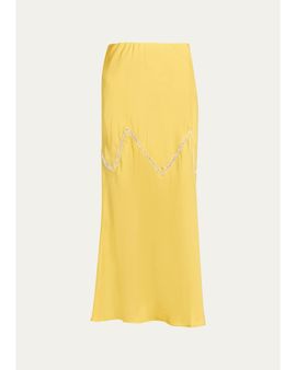 Diotima Orisha Lattice-Inset Silk Maxi Skirt