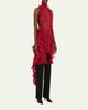 Diotima Spade Crochet Knit Ruffle Halter Backless Mini Dress - 2